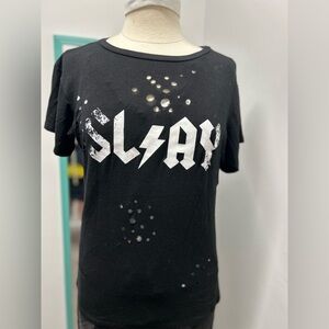 Fashion Nova Black Distressed Women’s Tee